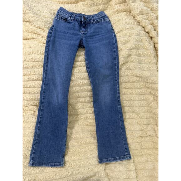 Girls Wrangler Jeans Blue Bootcut Stitching adjustable Waist Size 10 - Picture 4 of 7
